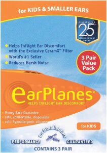 Earplanes. How to avoid ear pain on airplanes for children. 